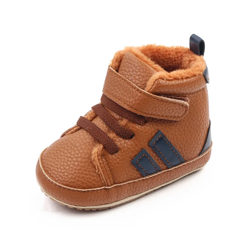 Fluffy Striped Hightop Shoes | Brown - Image 2