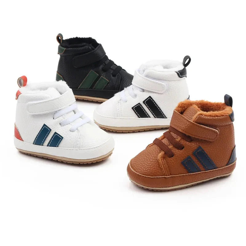 Fluffy Striped Hightop Shoes | Brown - Image 3