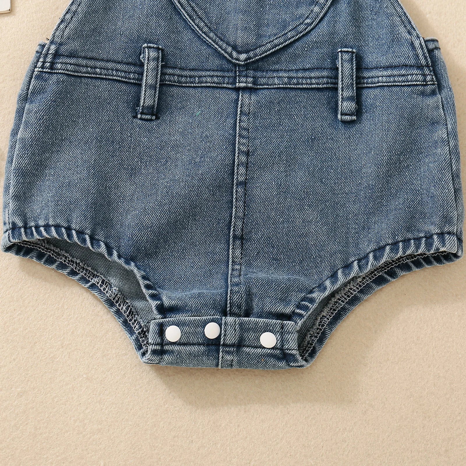 Baby Denim Romper | Heart Pocket - Image 2