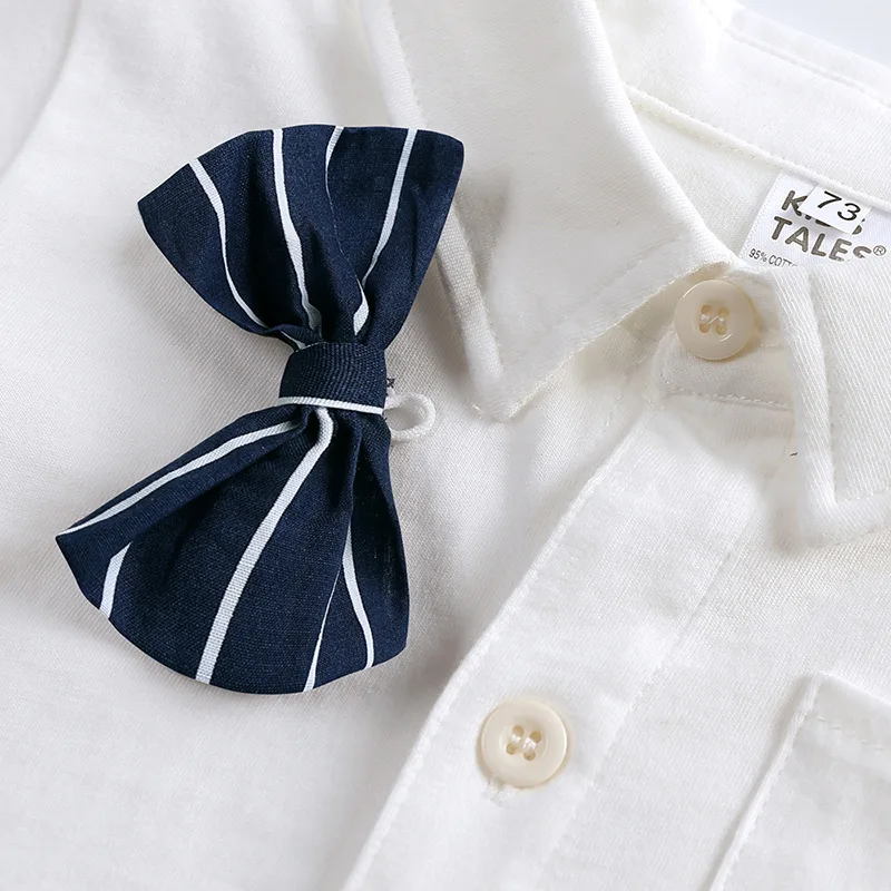 Striped Bow Button Down Romper - Image 2