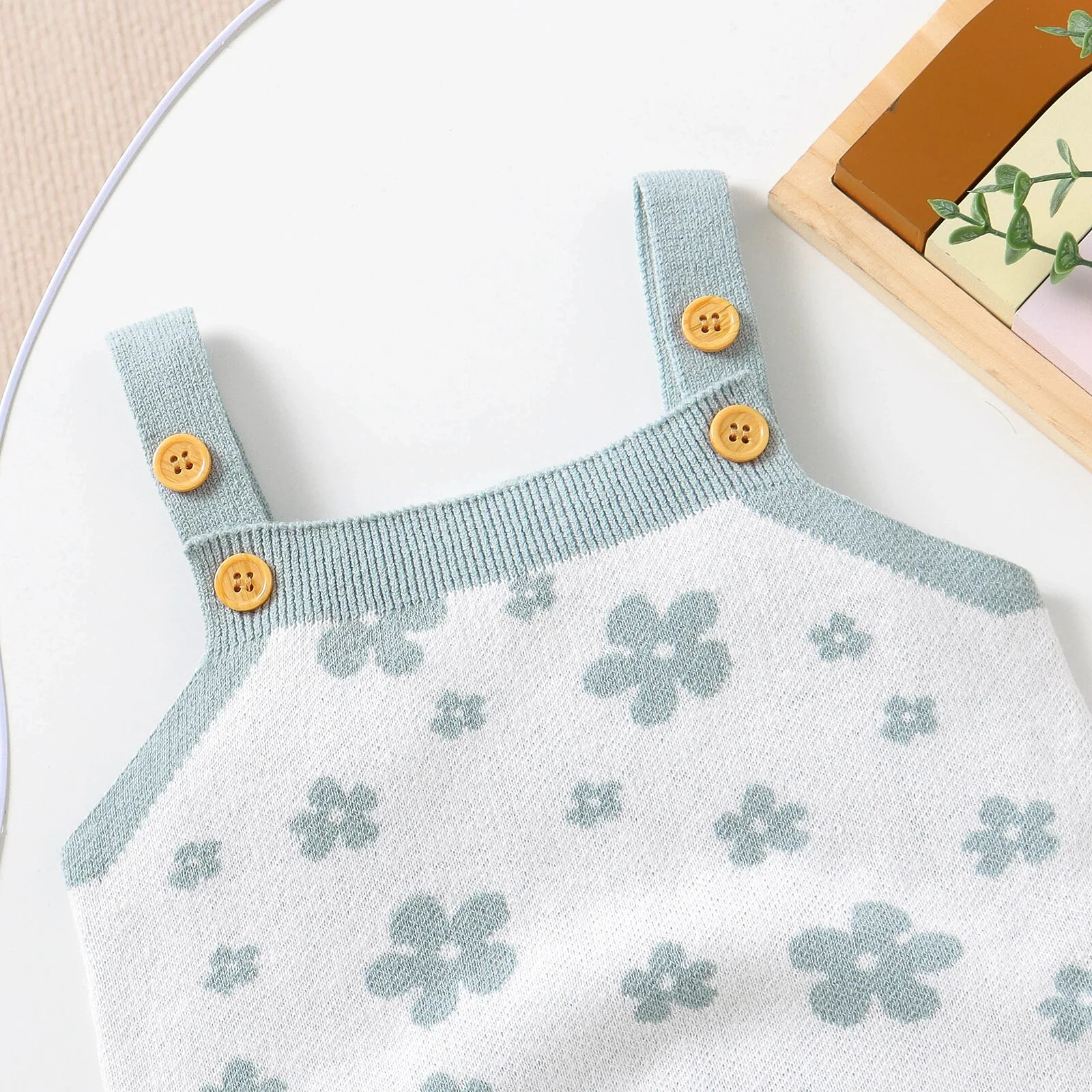 Floral Knit Romper | Blue - Image 3