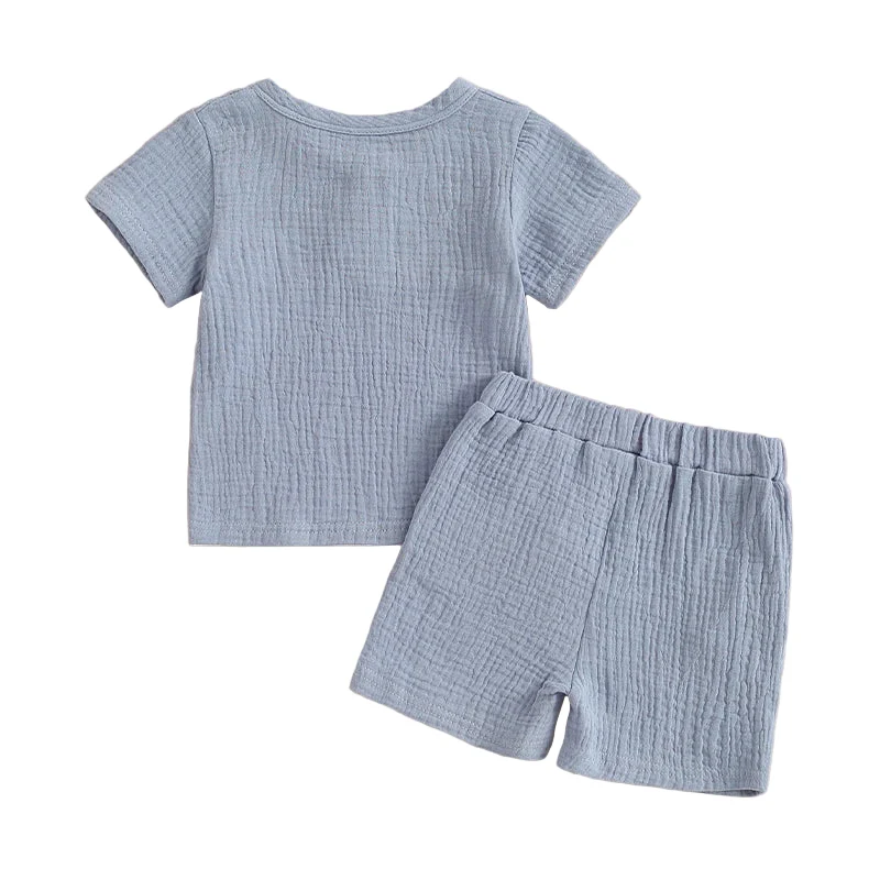 Two Tone Muslin Summer Set | Blue - Image 2