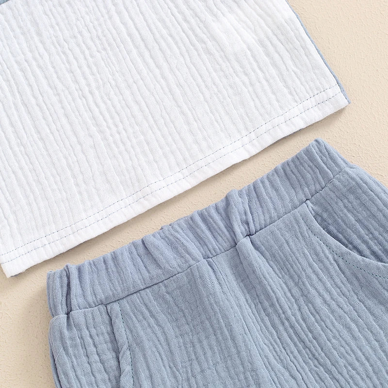 Two Tone Muslin Summer Set | Blue - Image 4