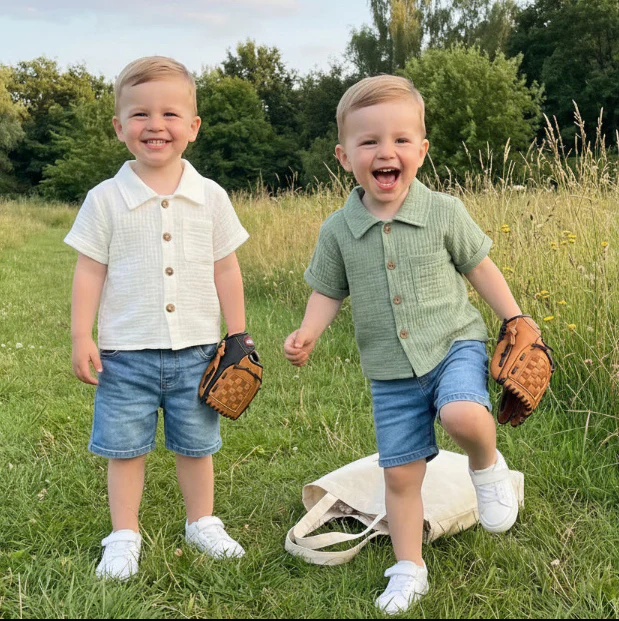 Johnny Button Up Shirt 2 pack | Sage & Cream - Image 2