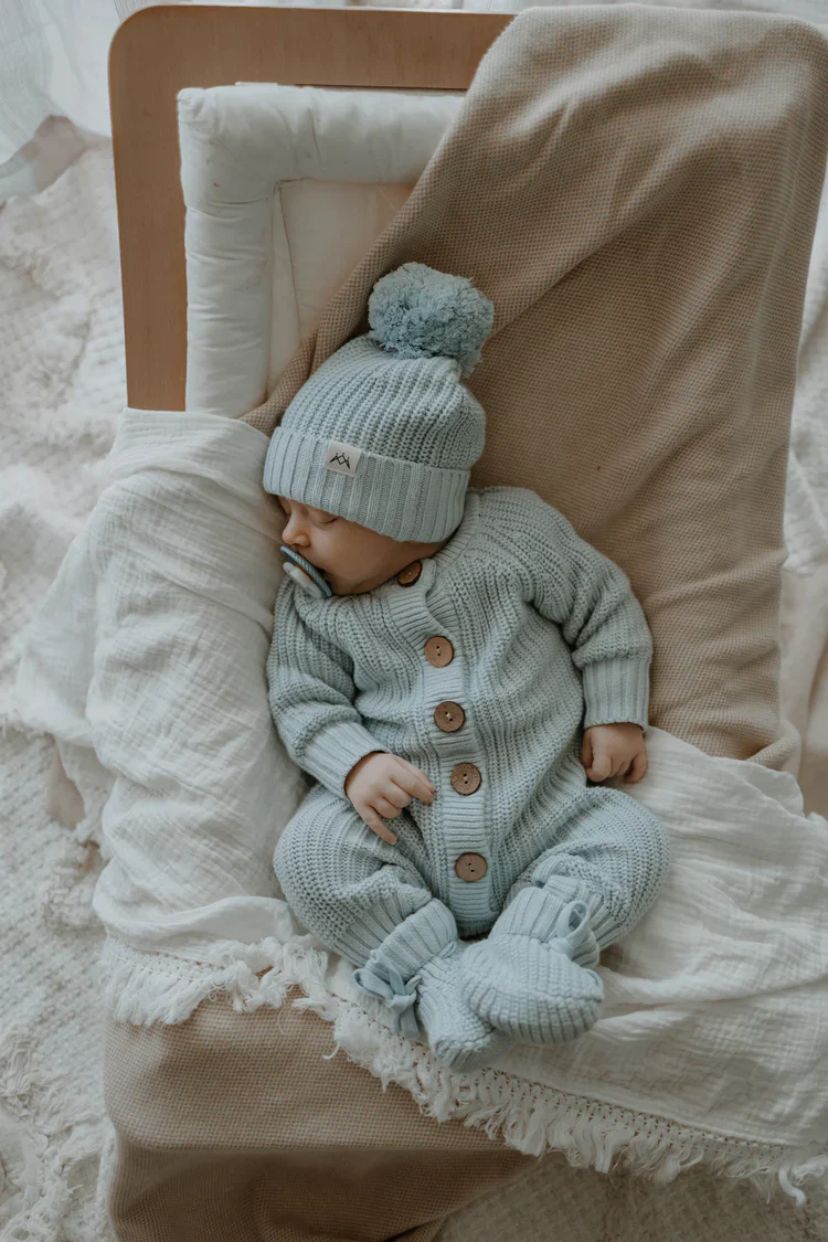 3 Little Crowns - Knitted Romper | Stormy Blue - Image 3