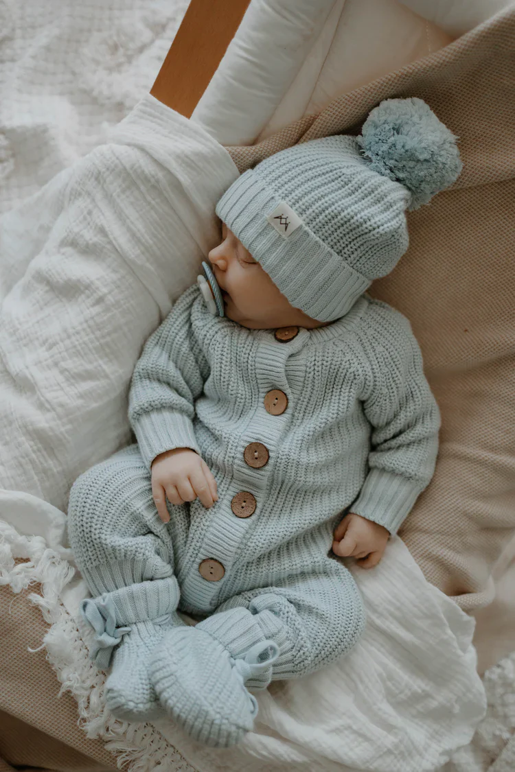3 Little Crowns - Knitted Romper | Stormy Blue - Image 4