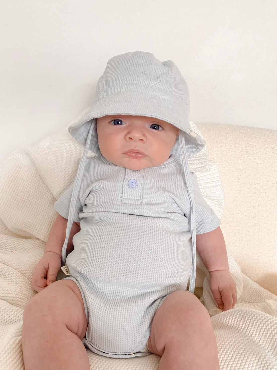 3 Little Crowns - Summer Bodysuit & Sunhat | Sky Blue - Image 4