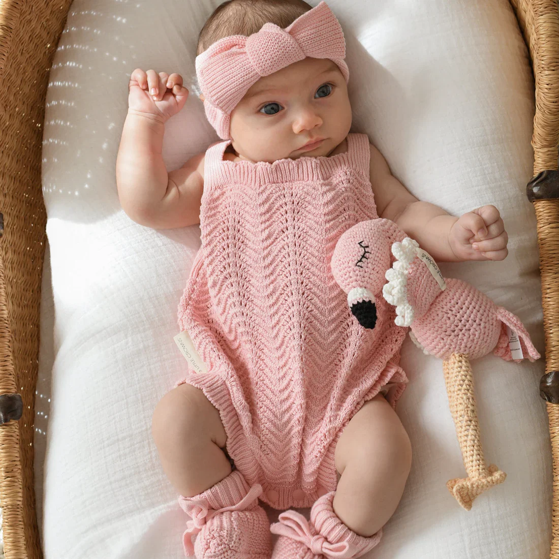 3 Little Crowns - Textured Knit Topknot | Pink - Image 2