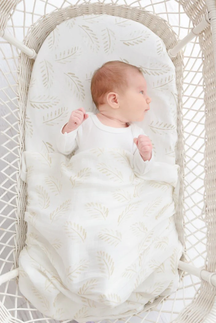 Anchor & Arrow - Organic Bamboo Cotton Baby Swaddle | Gold Fern - Image 3