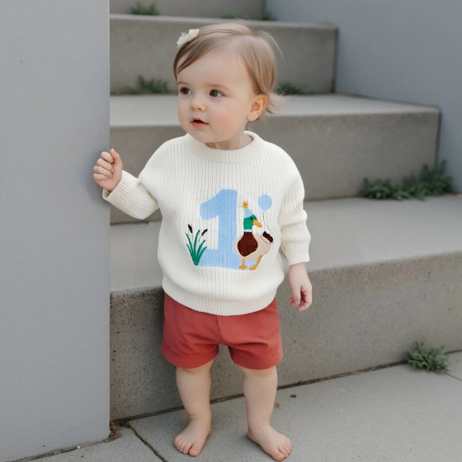One Lucky Duck 1st Birthday Jumper | White - Image 2