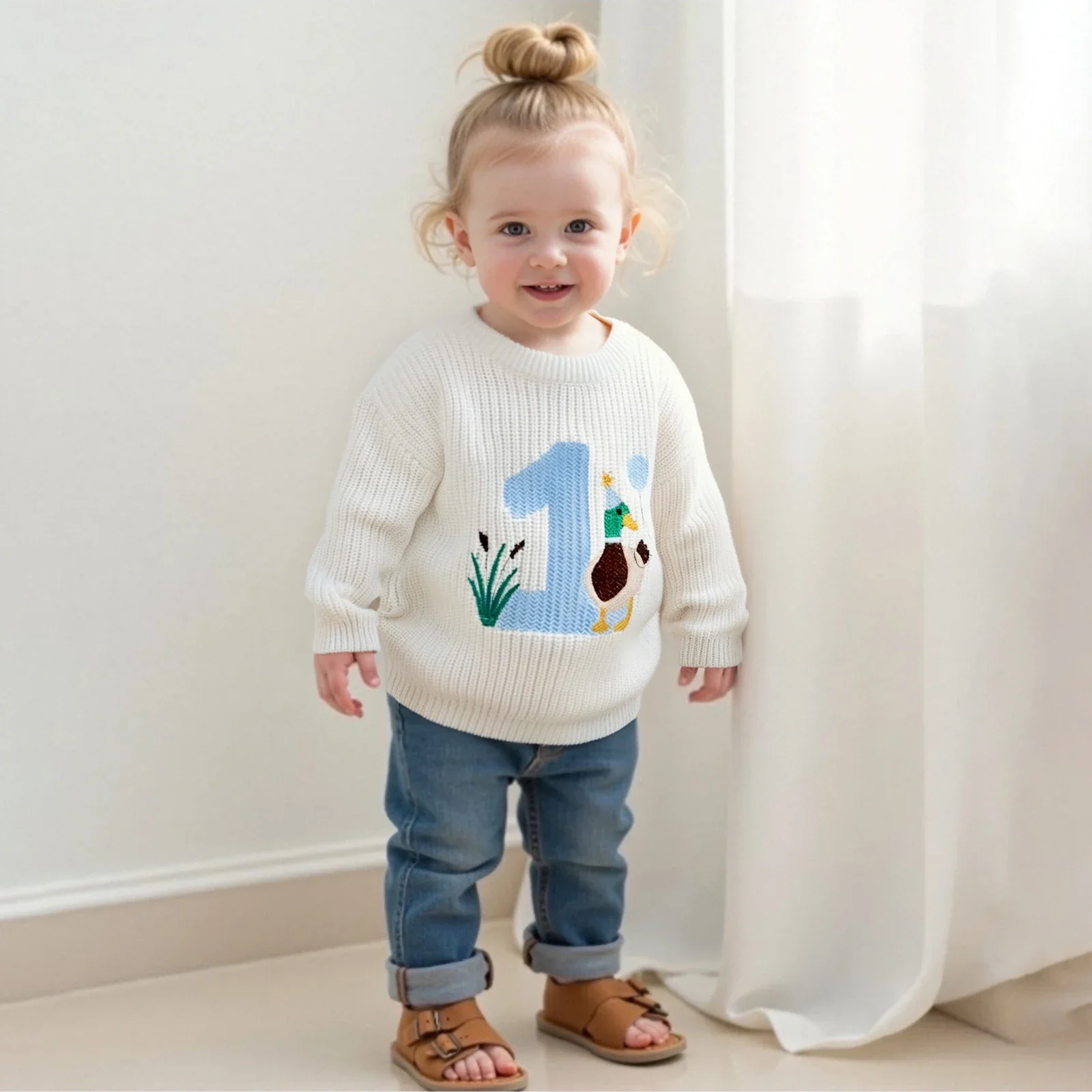 One Lucky Duck 1st Birthday Jumper | White - Image 3