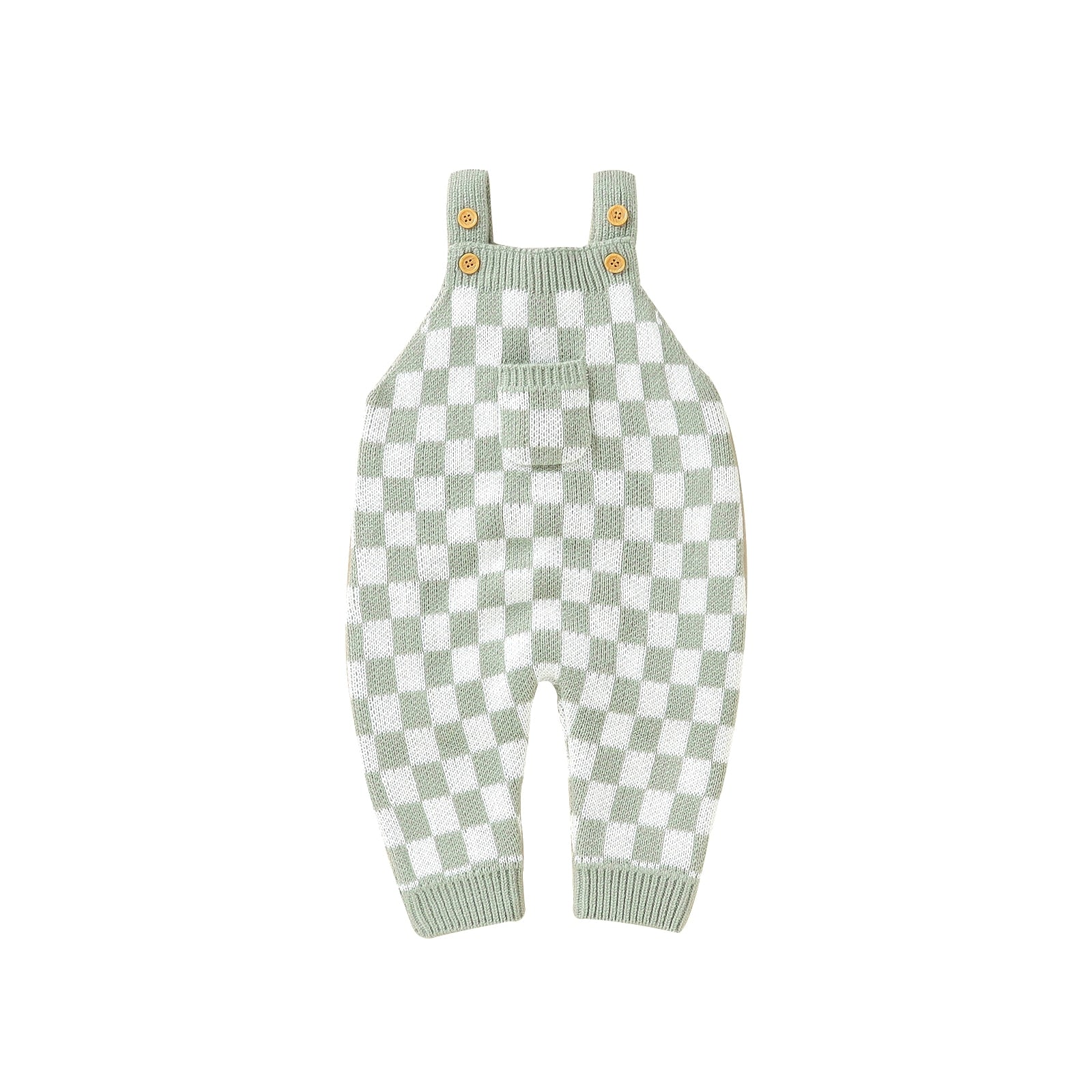 Gingham Knitted Jumpsuit | Sage