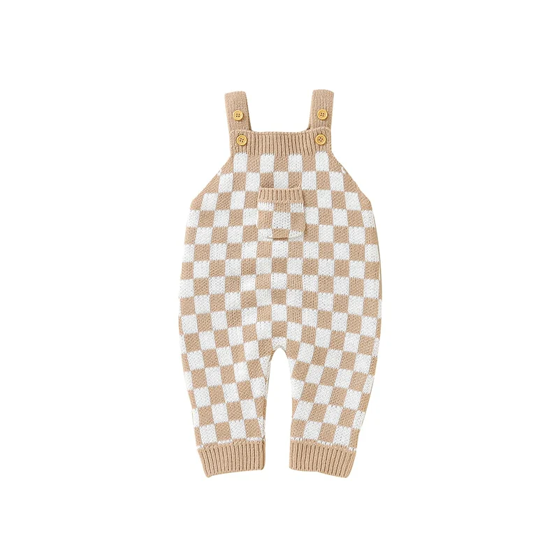 Gingham Knitted Jumpsuit | Sand