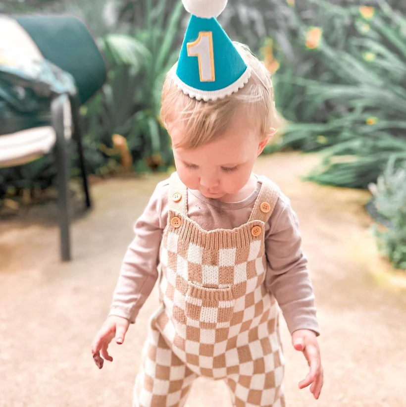 Gingham Knitted Jumpsuit | Sand - Image 6