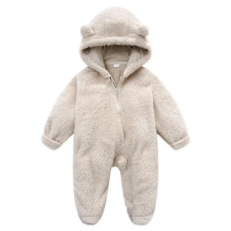 Fluffy Plush Teddy Onesie | Stone