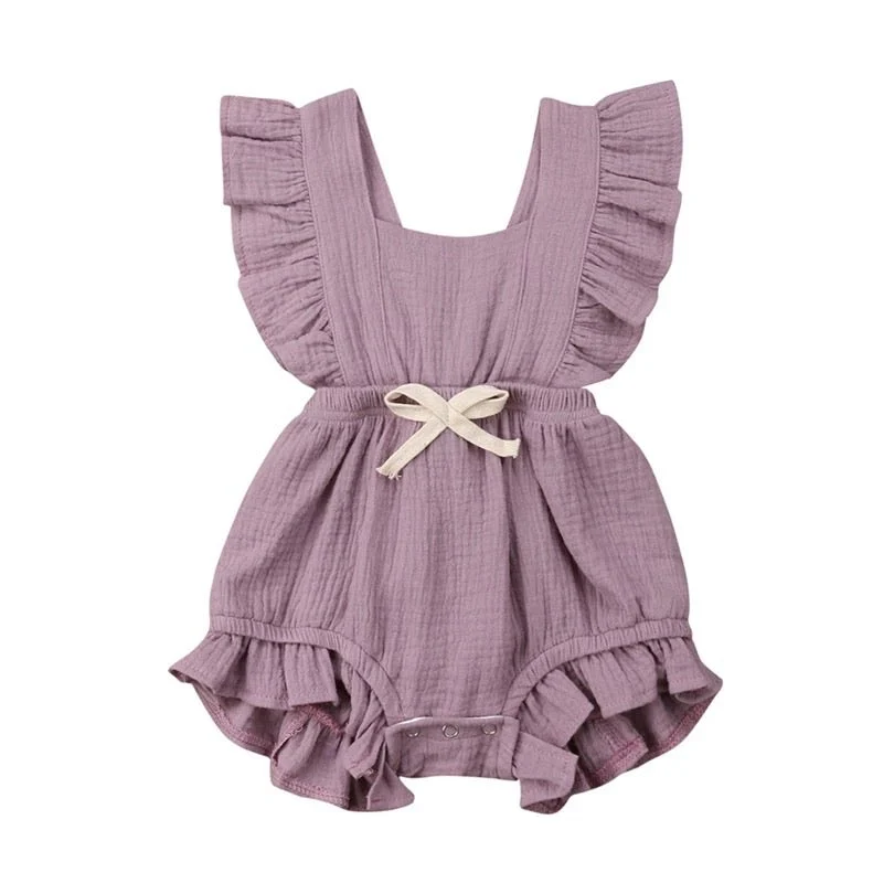 Bow Ruffle Romper | Lilac