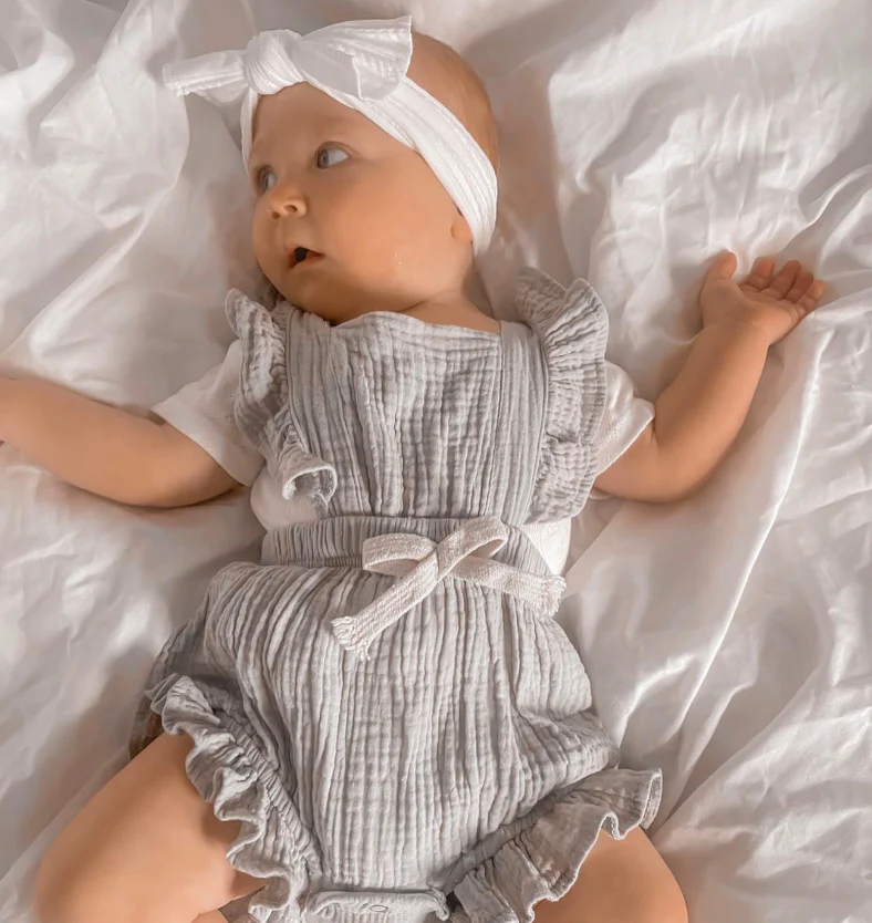 Bow Ruffle Romper | Steel - Image 3