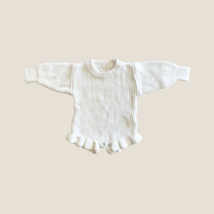 Breezy Co. - Frill Knit Romper | Milk - Image 2