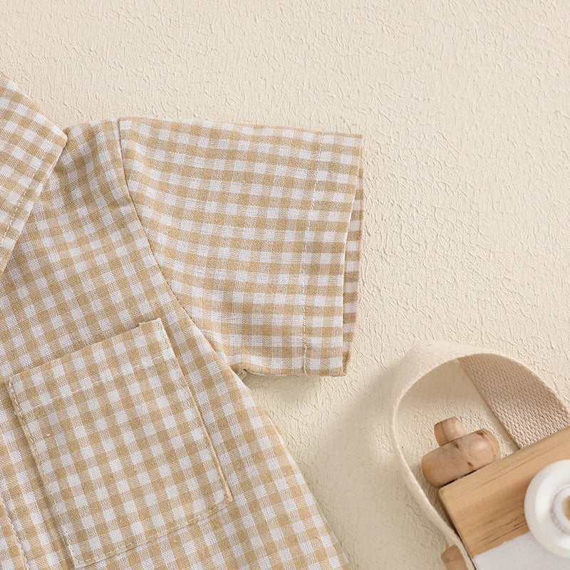 Checkered Pocket Rompers | 3 Colours - Image 3