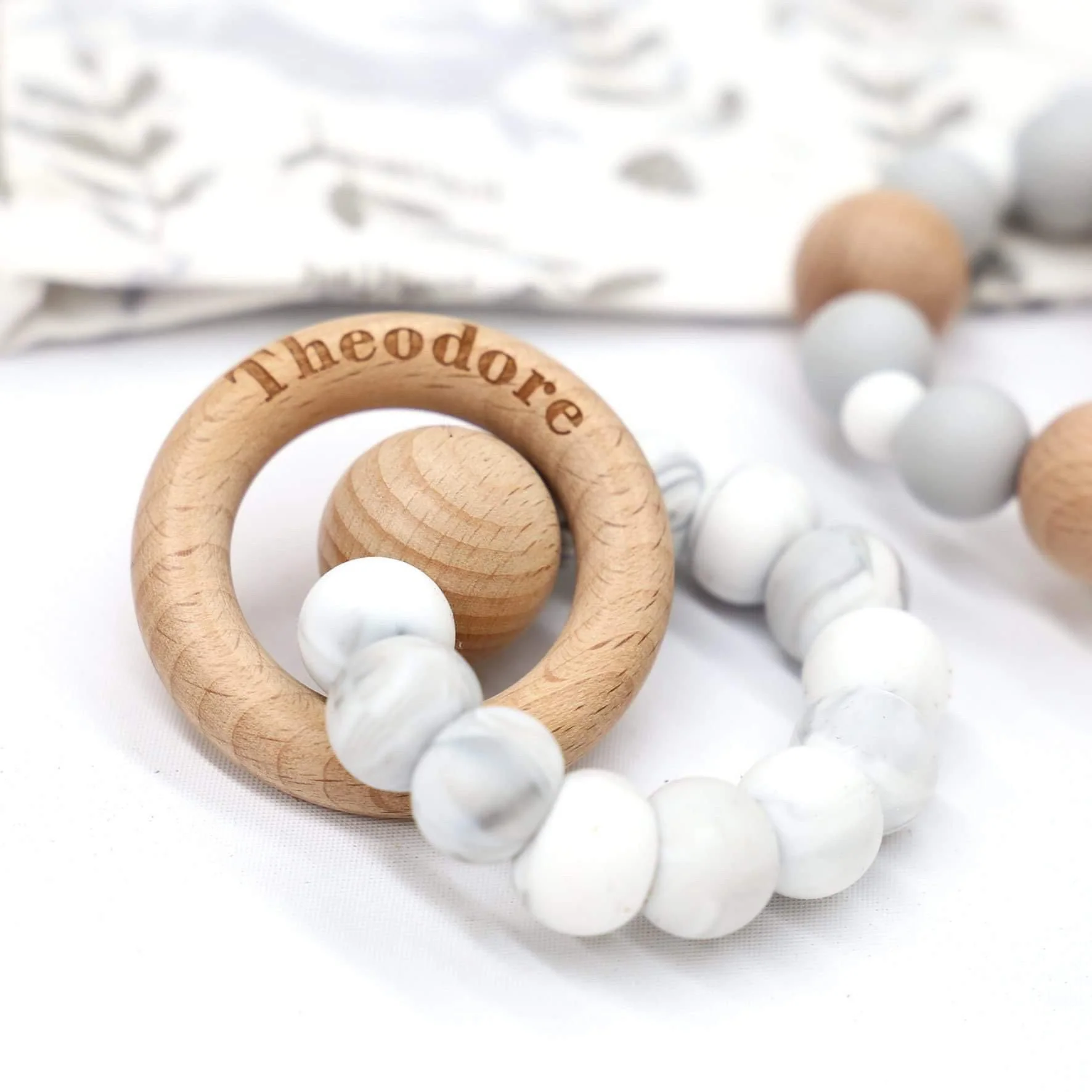 CMC GOLD - Silicone Teether with Personalised Beechwood Ring - Image 5