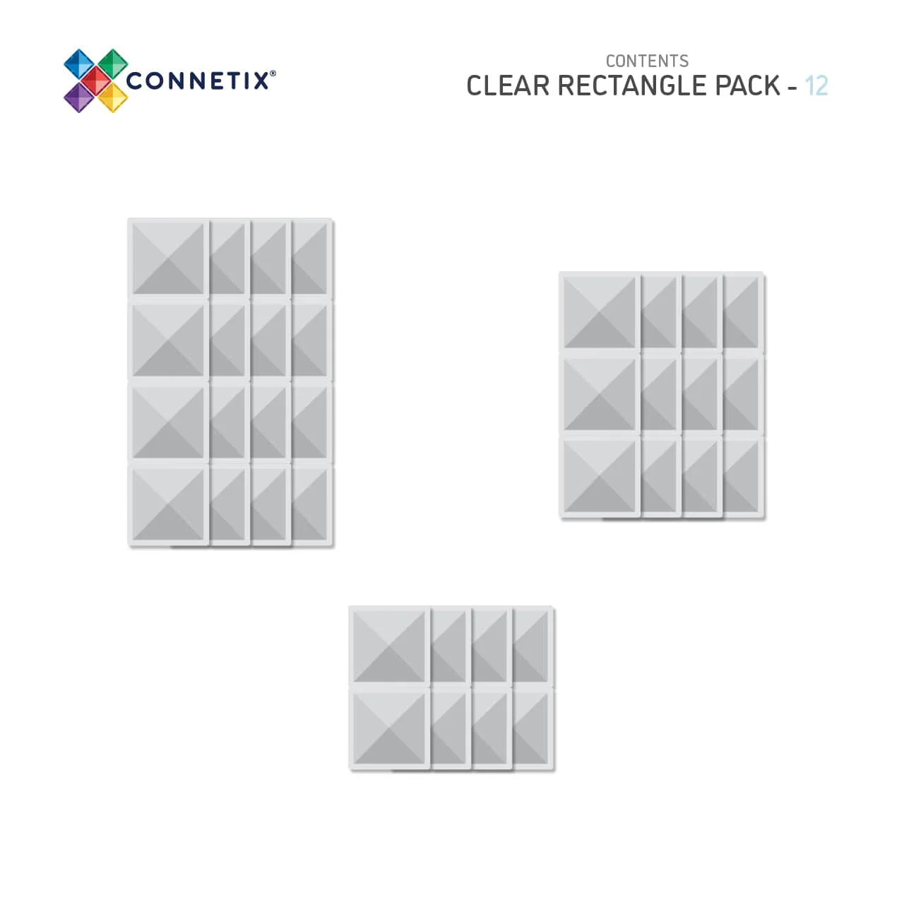 Connetix Tiles - 12 Piece Clear Rectangle Pack - Image 4