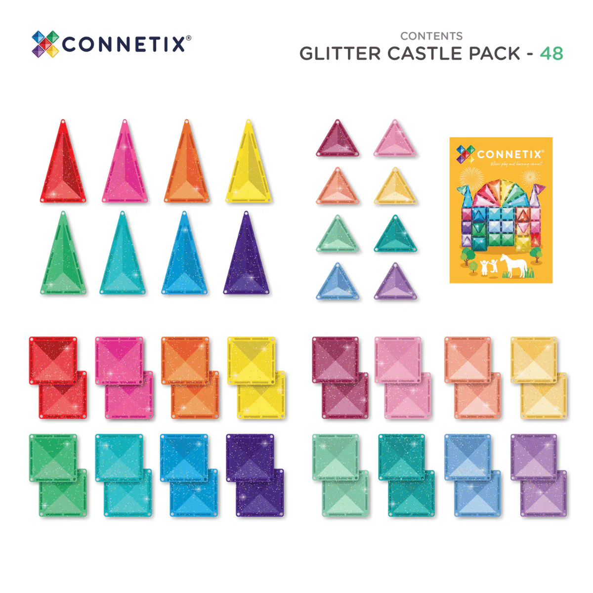 Connetix Tiles - 48 Piece Glitter Castle Pack - Image 4
