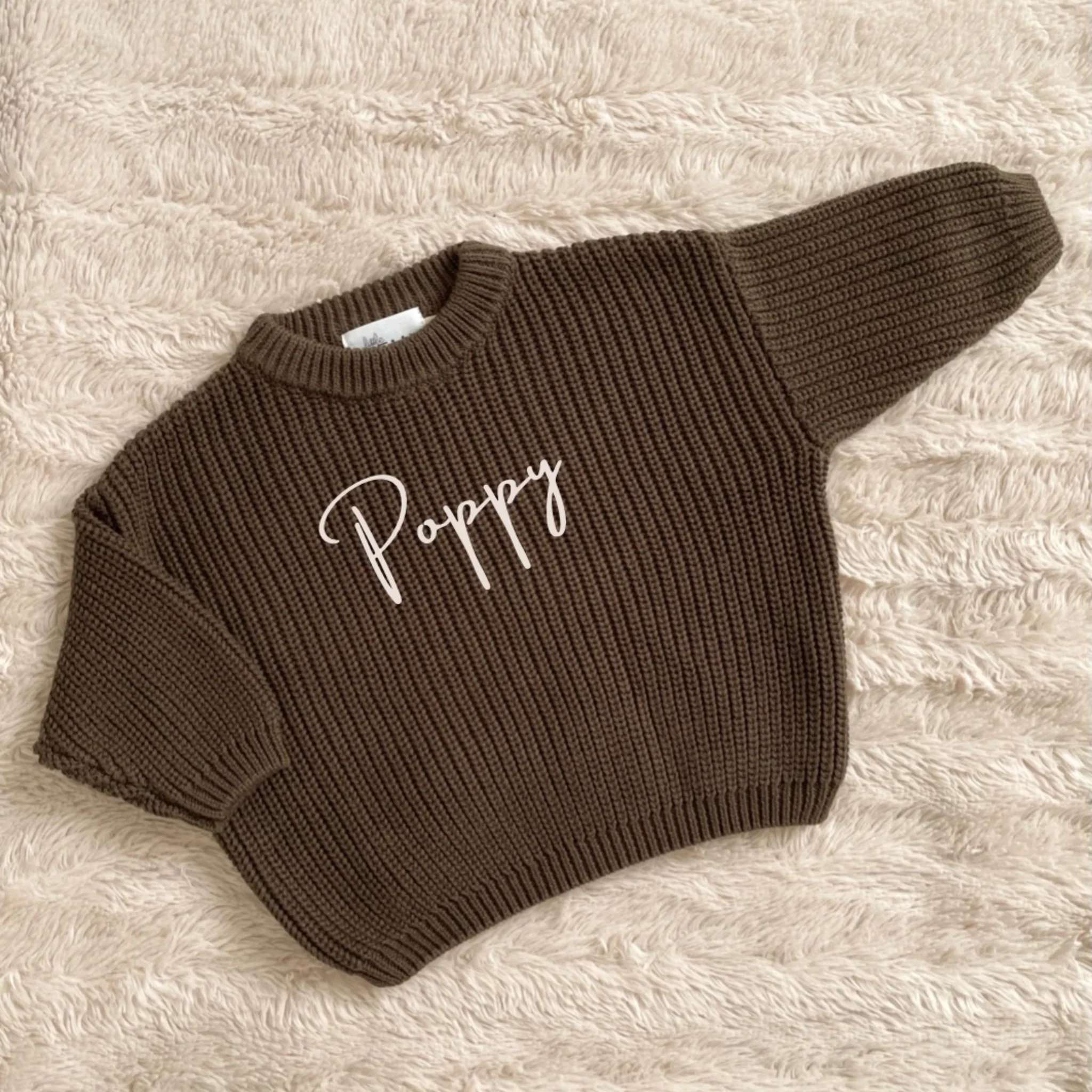 Little Zemi - Personalised Knit Jumper | Army Green - Image 4