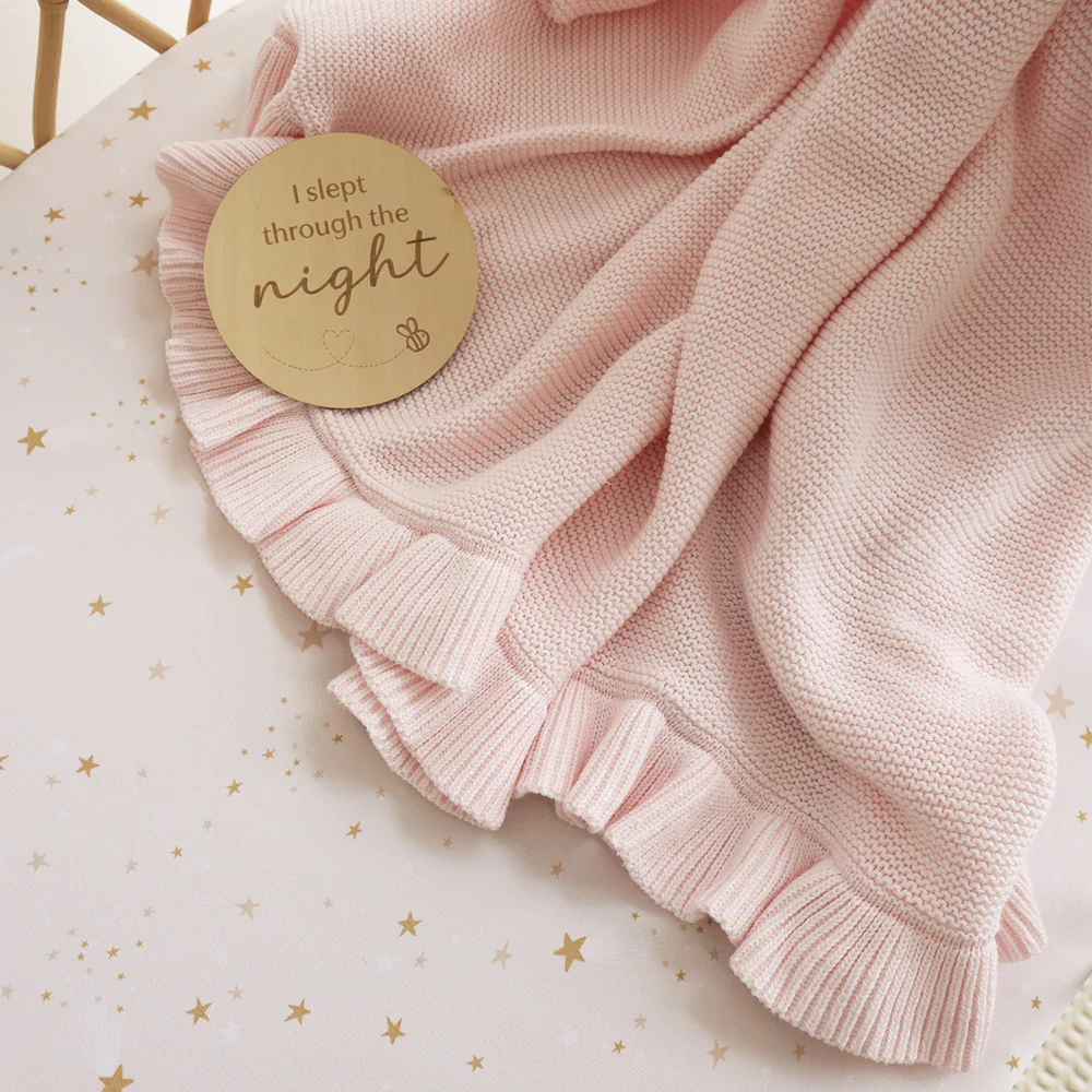 Snuggle Hunny Kids - Ruffle Knit Baby Blanket | Blush Pink - Image 3