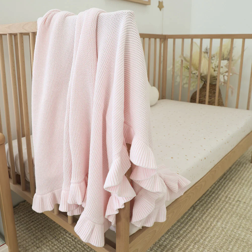 Snuggle Hunny Kids - Ruffle Knit Baby Blanket | Blush Pink - Image 4