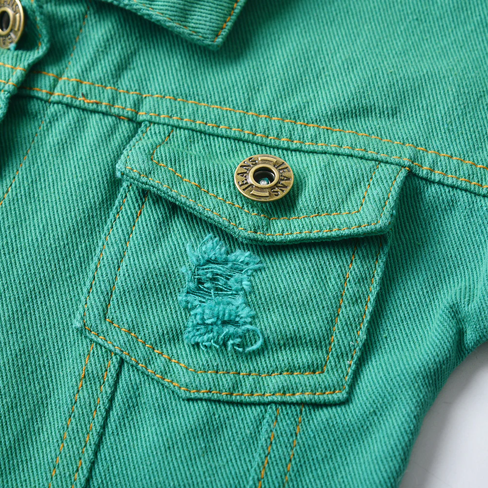 Distressed Denim Jacket | Green - Image 7