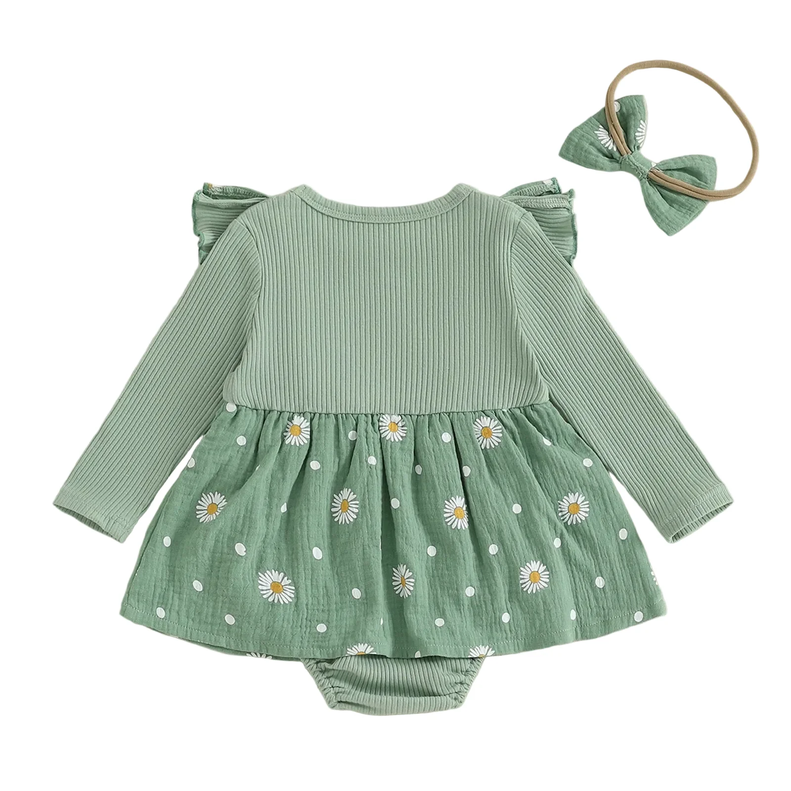 Daisy Dots Romper | Sage - Image 2