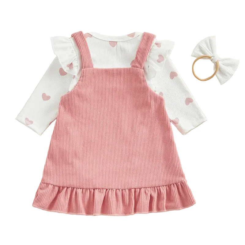 Pink Hearts Overall Dress Set - Image 2