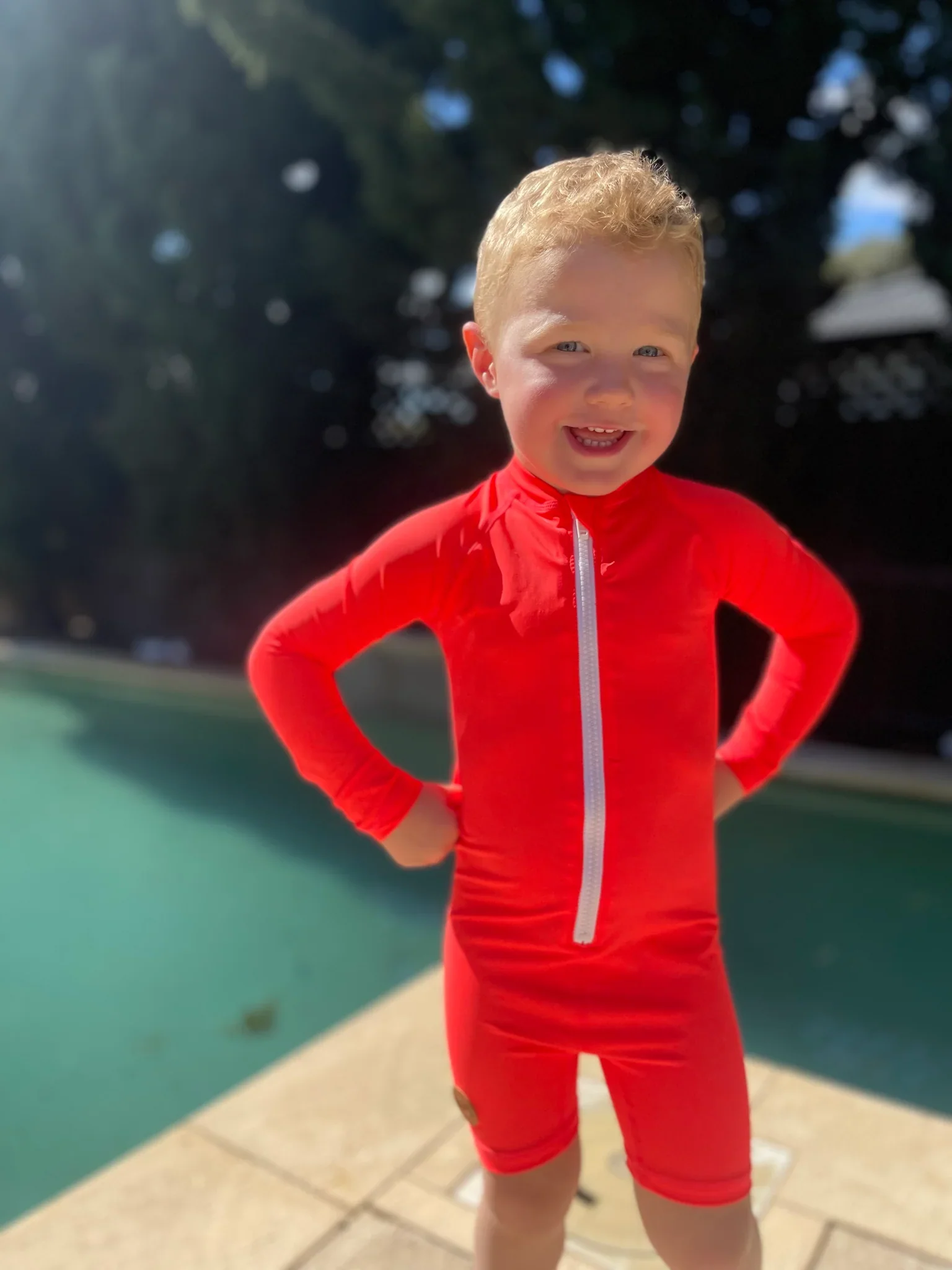 Kicky Swim - One Piece Rashguard Suit | Flaming Orange - Image 2