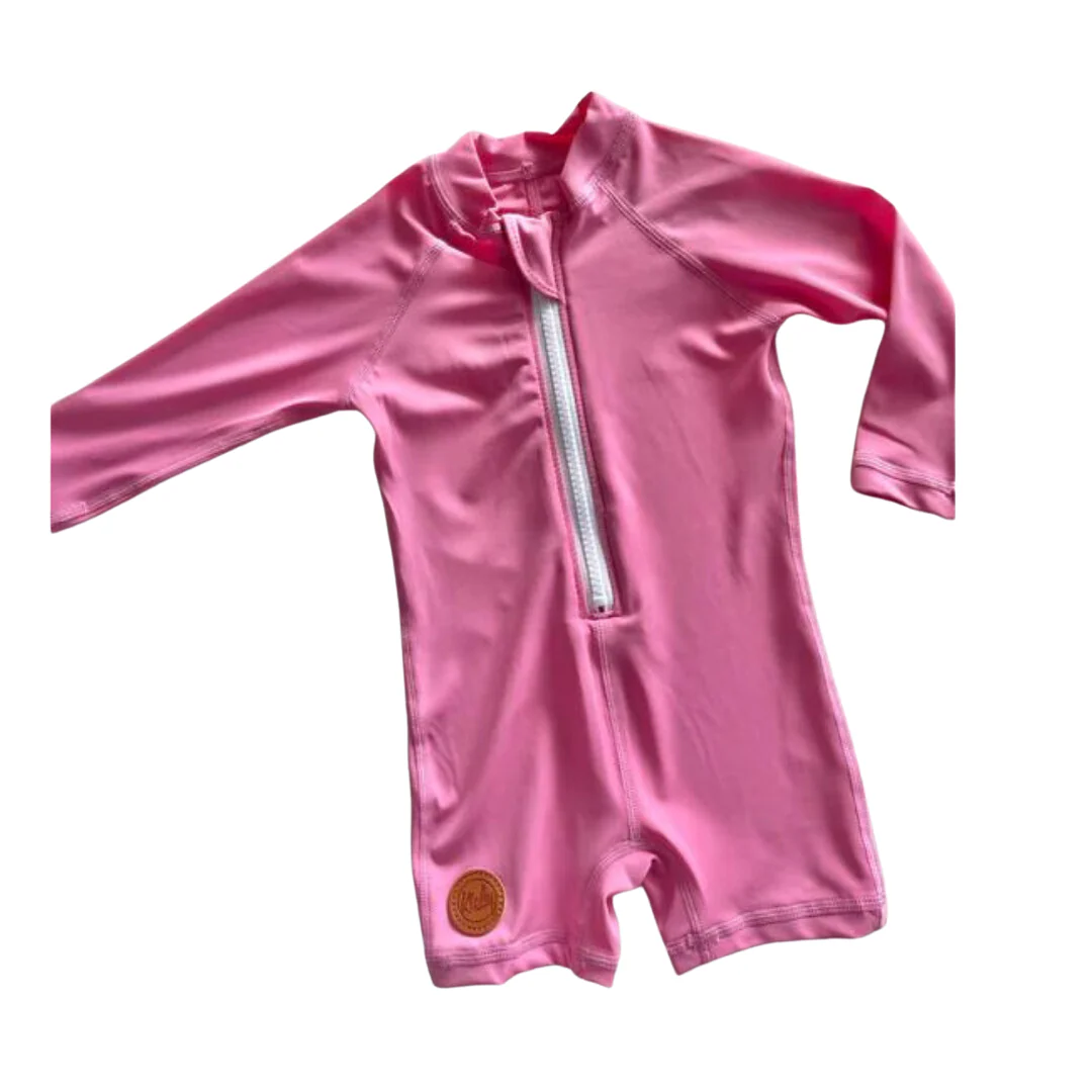 Kicky Swim - One Piece Rashguard Suit | Malibu Pink - Image 2