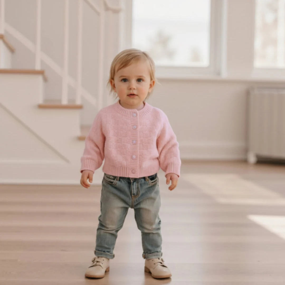 Basketweave Knit Cardigan | Pink - Image 2