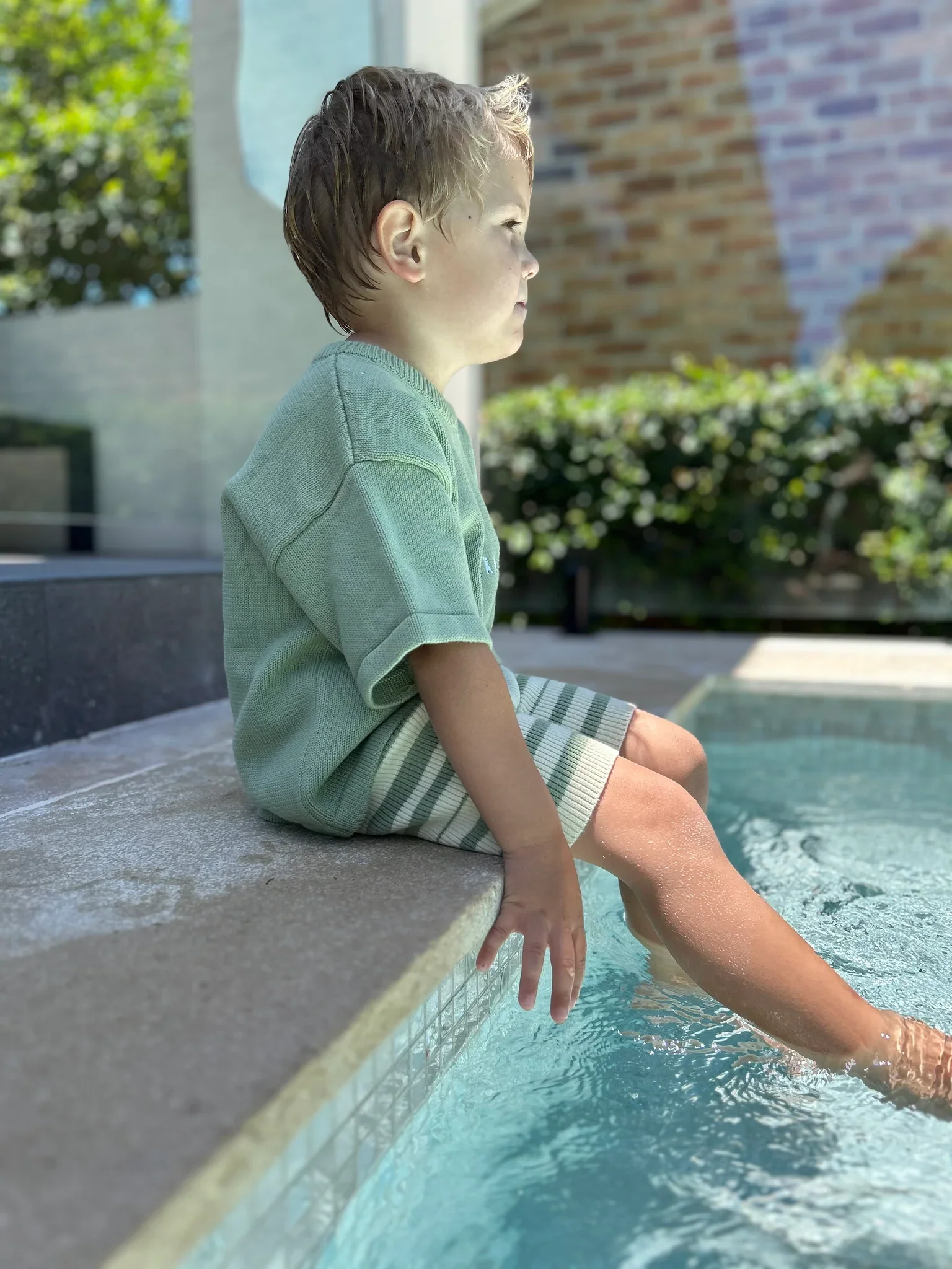 Lilla Hjärtat - Knit T-shirt with Embroidery Logo | Sage *CLEARANCE* - Image 2