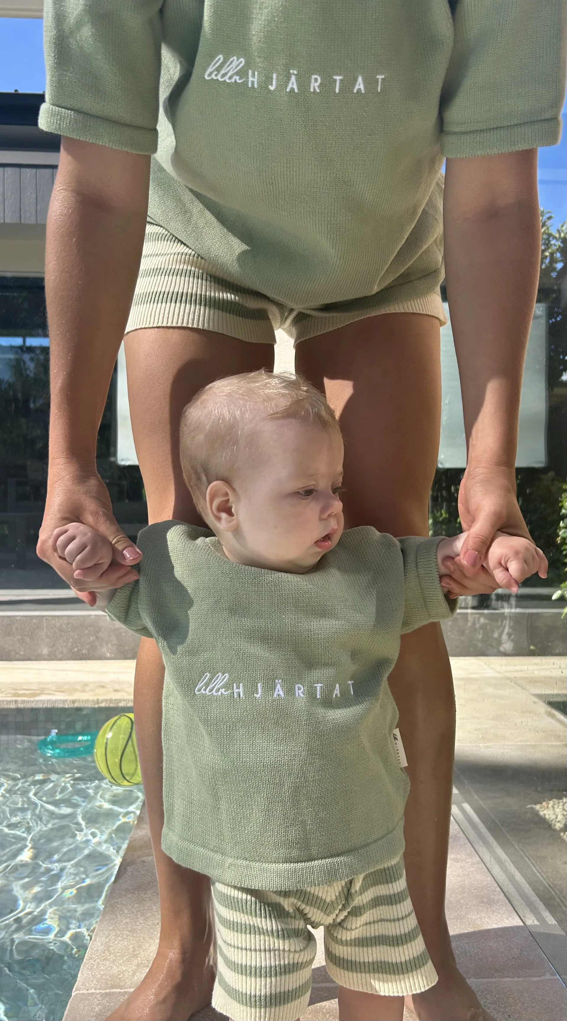Lilla Hjärtat - Stripe Bike Shorts | Sage & Cream *CLEARANCE* - Image 3