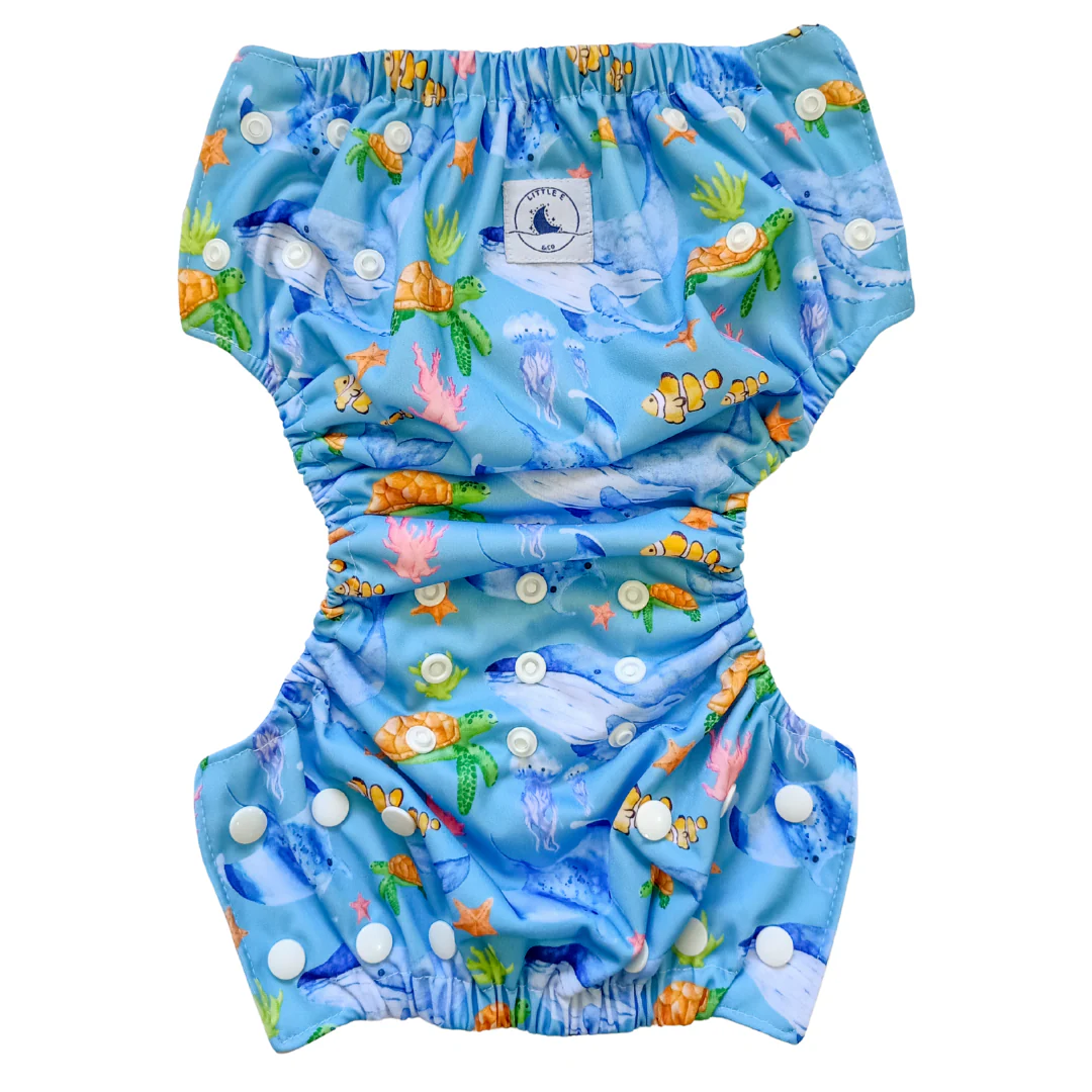 Little E & Co - Reusable Swim Nappy & Mini Wet Bag | Ocean - Image 2