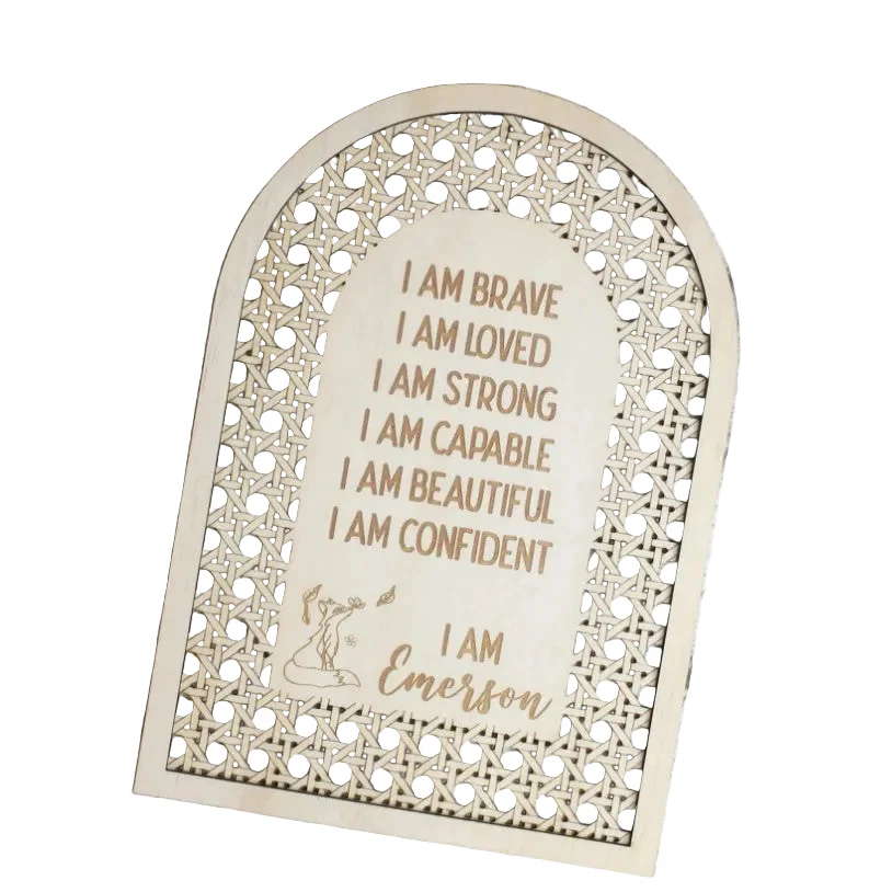 Meridian Etch - Personalised Kids Rattan Wooden Affirmation Board