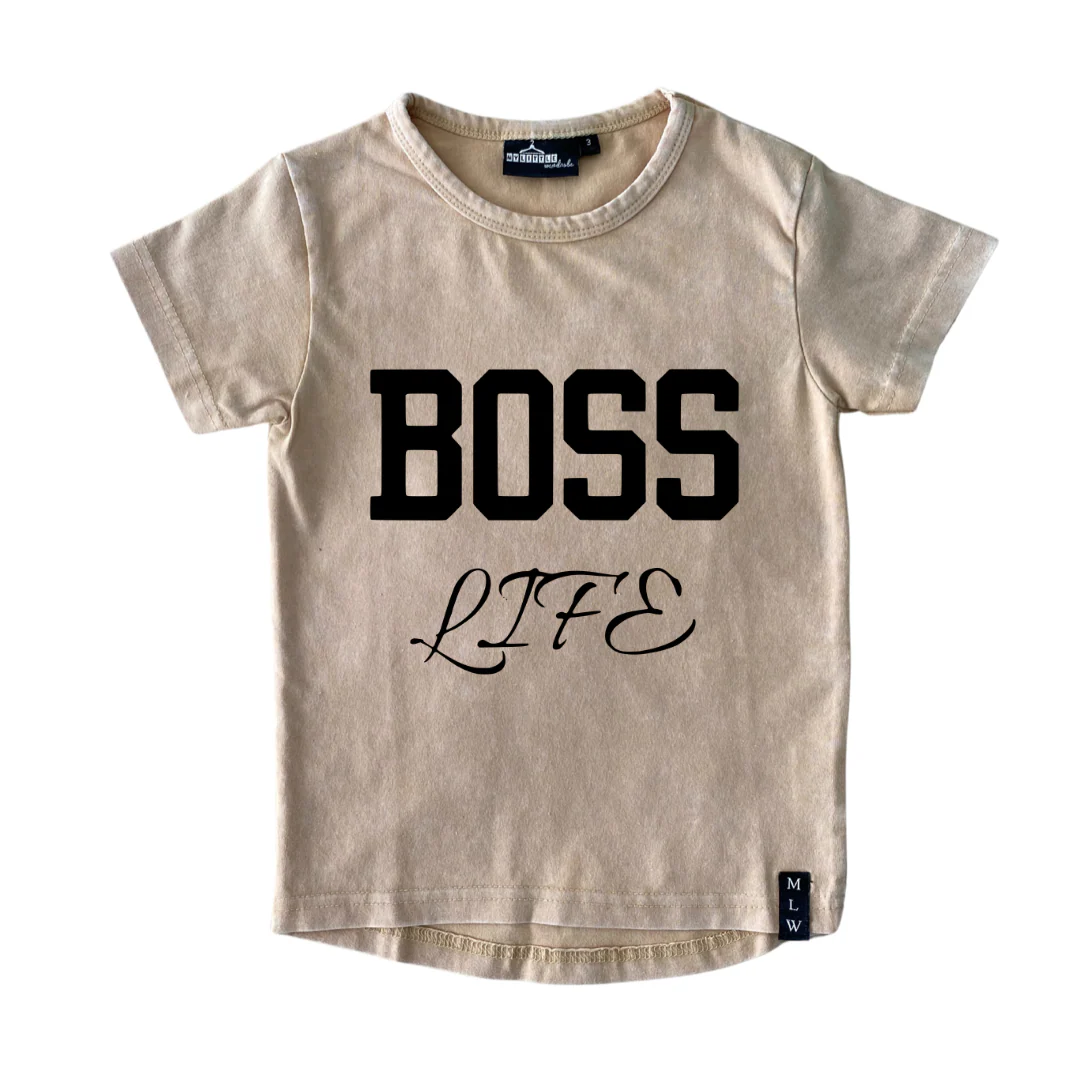 MLW By Design - Boss Life Stonewash Tee | Black or Sand - Image 3