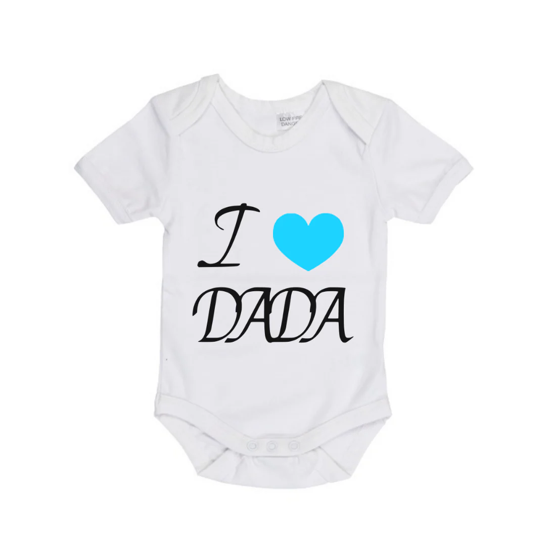 MLW By Design - Dada White Bodysuit | Pink or Blue Heart - Image 2
