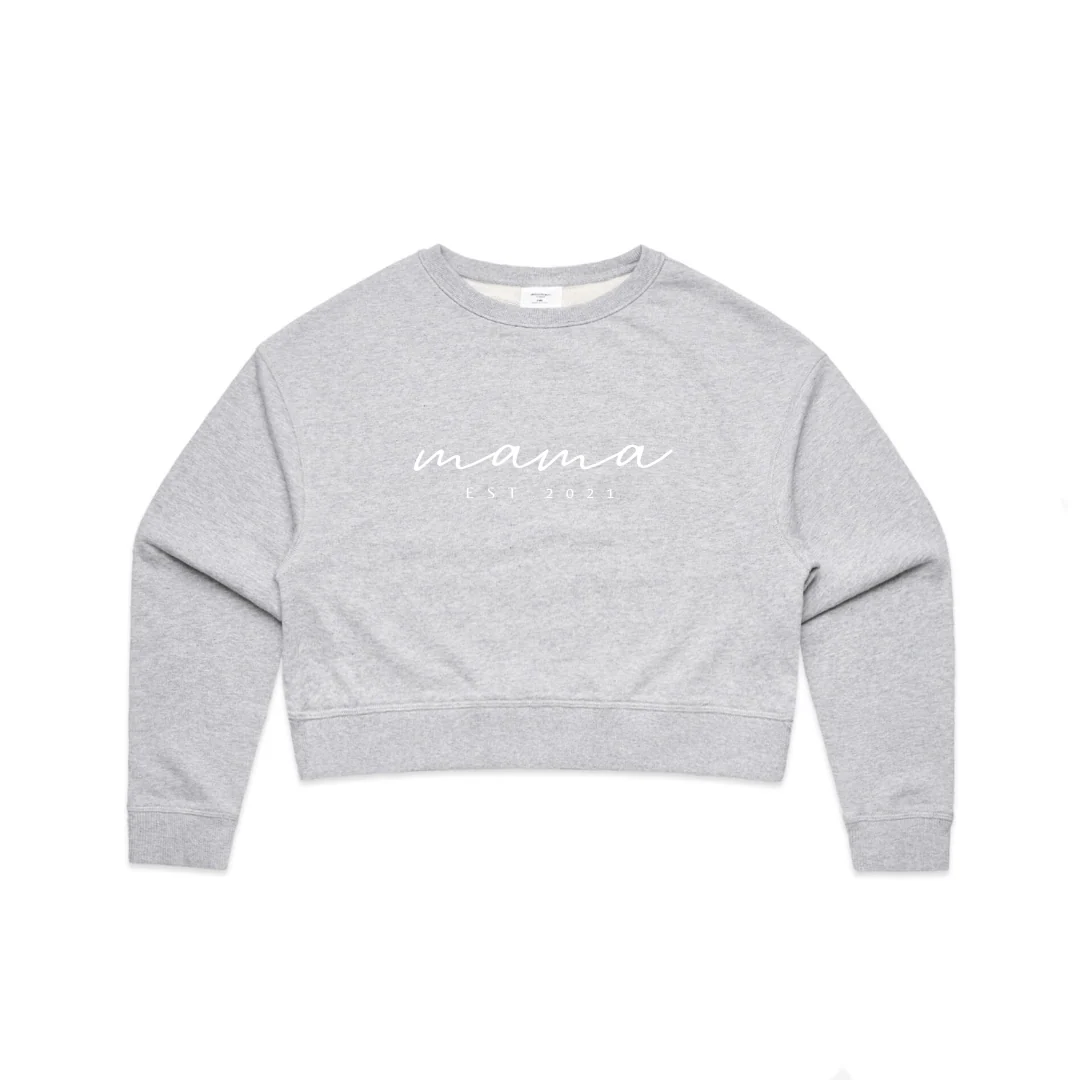 MLW By Design - Personalised Established Mama Adult Crop Crew | Various Colours - Image 2