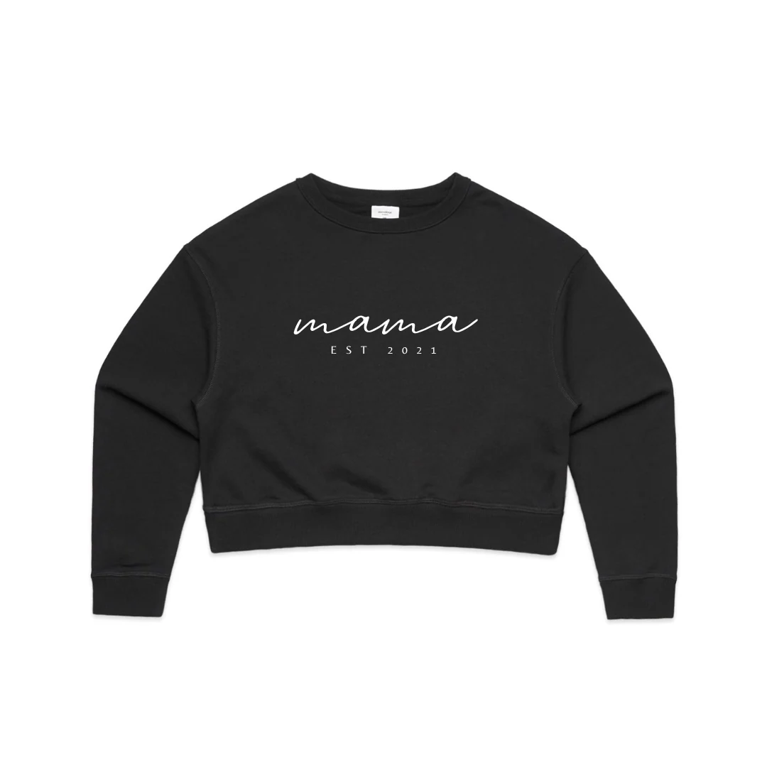 MLW By Design - Personalised Established Mama Adult Crop Crew | Various Colours - Image 3