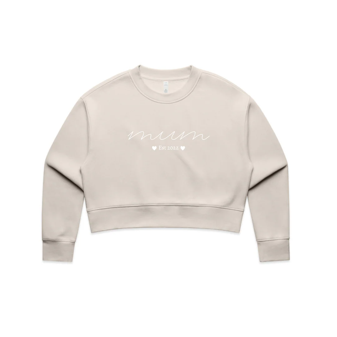 MLW By Design - Personalised Established Mum Adult Crop Crew | Various Colours - Image 2