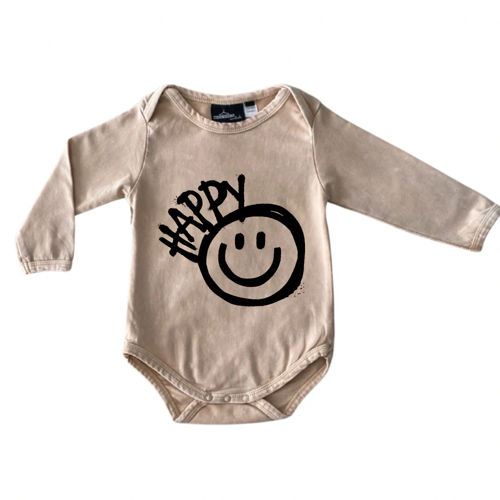 MLW By Design - Happy Graffiti Sand Stonewash Bodysuit - Image 3
