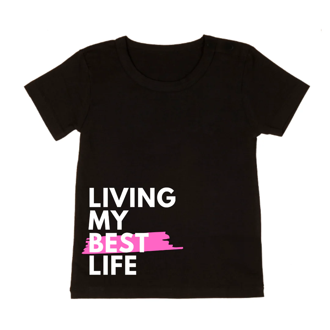 MLW By Design - Living My Best Life Tee | Pink or Gold Print - Image 7
