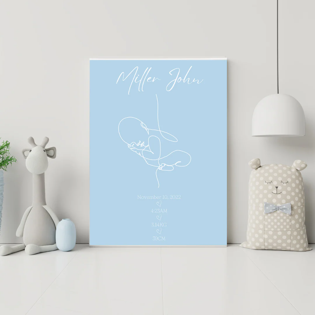 MLW By Design - Minimalist Baby Personalised Birth Details Canvas Print - Image 3