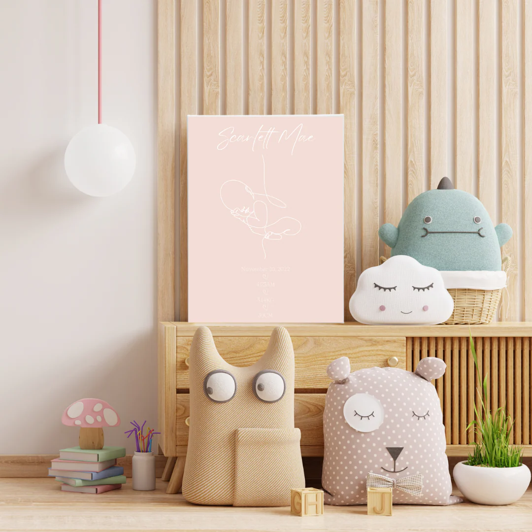 MLW By Design - Minimalist Baby Personalised Birth Details Canvas Print - Image 4