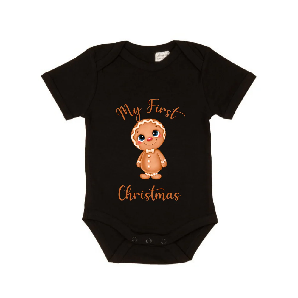 MLW By Design - My First Christmas Gingerbread Bodysuit | White or Black - Image 3
