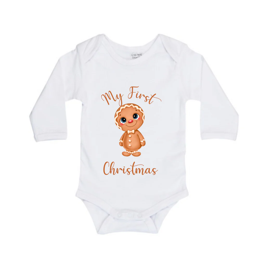 MLW By Design - My First Christmas Gingerbread Bodysuit | White or Black - Image 4